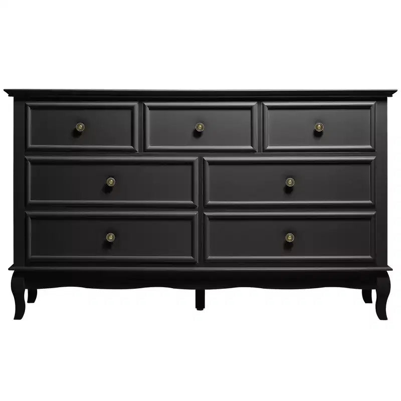 Commode Heynemo pour chambre à coucher, commode moderne à 7 tiroirs avec pieds en bois massif et finition peinte, idéale pour la chambre d'enfant, le salon, le couloir.