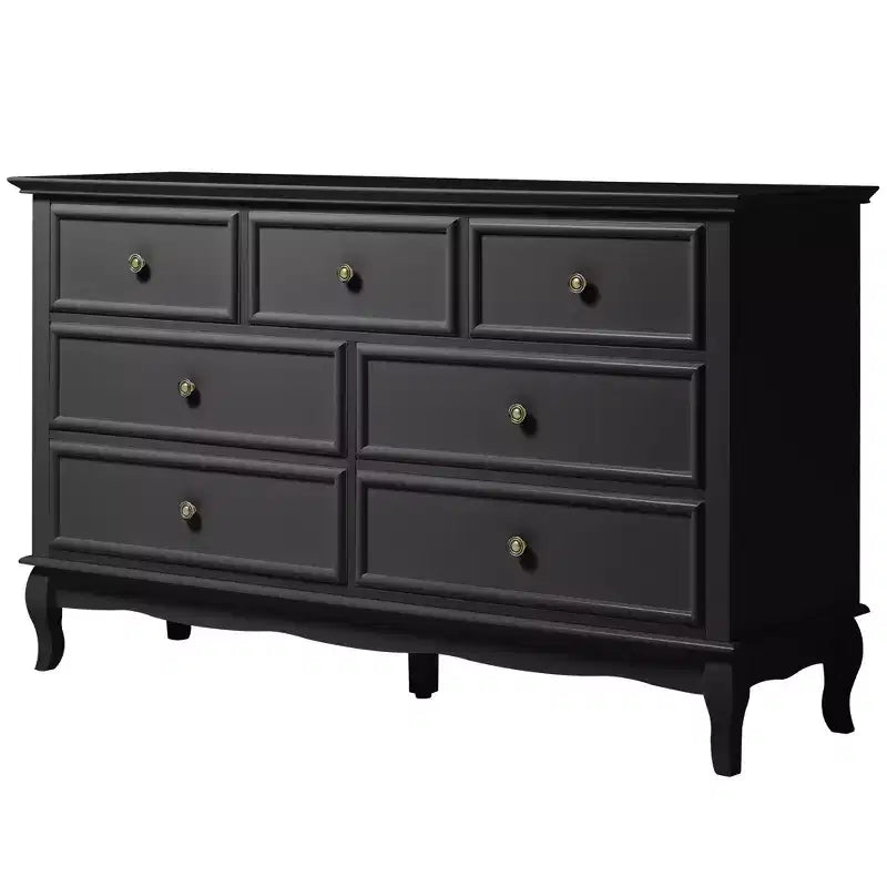Commode Heynemo pour chambre à coucher, commode moderne à 7 tiroirs avec pieds en bois massif et finition peinte, idéale pour la chambre d'enfant, le salon, le couloir.