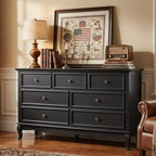Commode Heynemo pour chambre à coucher, commode moderne à 7 tiroirs avec pieds en bois massif et finition peinte, idéale pour la chambre d'enfant, le salon, le couloir.