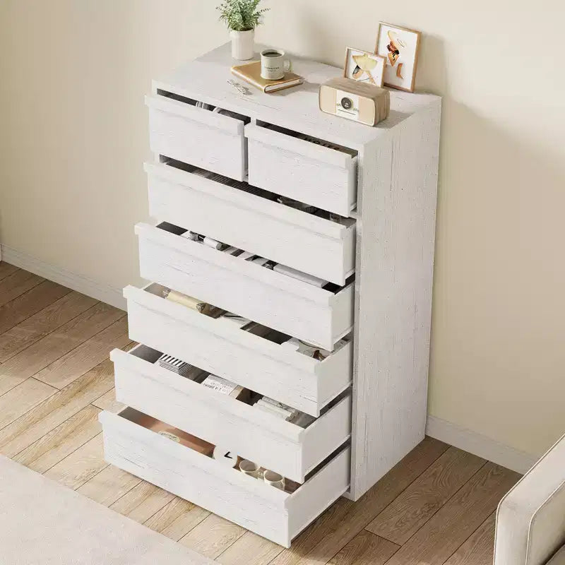 Commode haute Whizmax à 7 tiroirs pour chambre, commode moderne à 7 tiroirs avec grand espace de rangement, organisateur de commode blanc pour salon, chambre de bébé, entrée