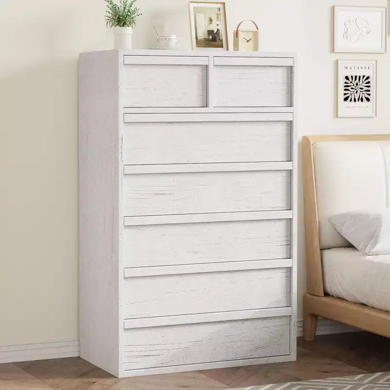 Commode haute Whizmax à 7 tiroirs pour chambre, commode moderne à 7 tiroirs avec grand espace de rangement, organisateur de commode blanc pour salon, chambre de bébé, entrée
