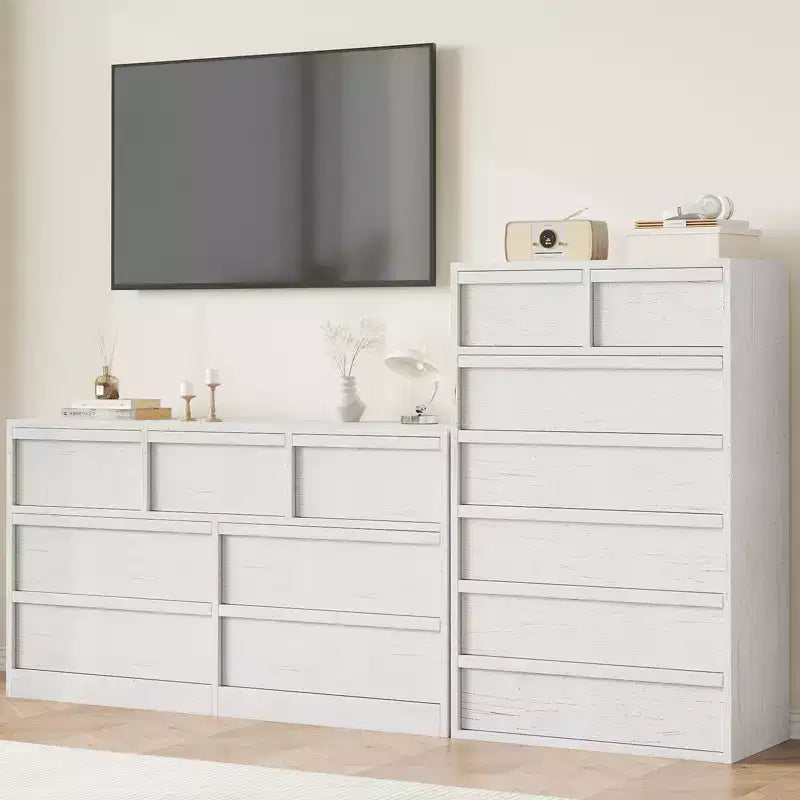 Commode haute Whizmax à 7 tiroirs pour chambre, commode moderne à 7 tiroirs avec grand espace de rangement, organisateur de commode blanc pour salon, chambre de bébé, entrée