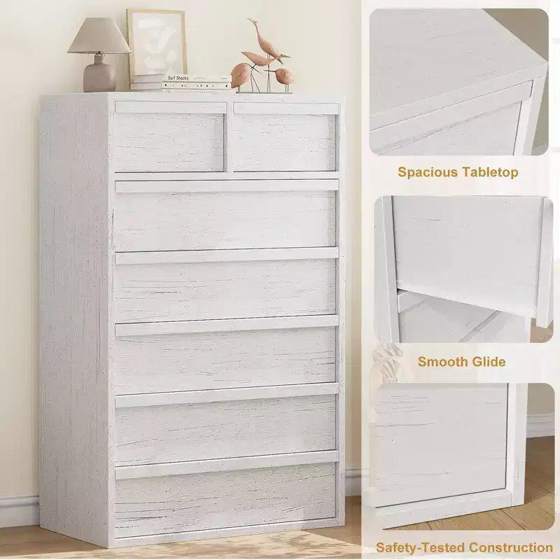 Commode haute Whizmax à 7 tiroirs pour chambre, commode moderne à 7 tiroirs avec grand espace de rangement, organisateur de commode blanc pour salon, chambre de bébé, entrée