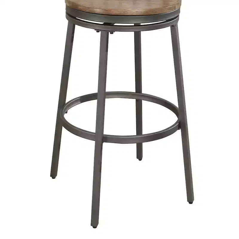 Tabouret pivotant sans dossier en métal Stockton 25 - Gris ardoise - Assise en chêne doré