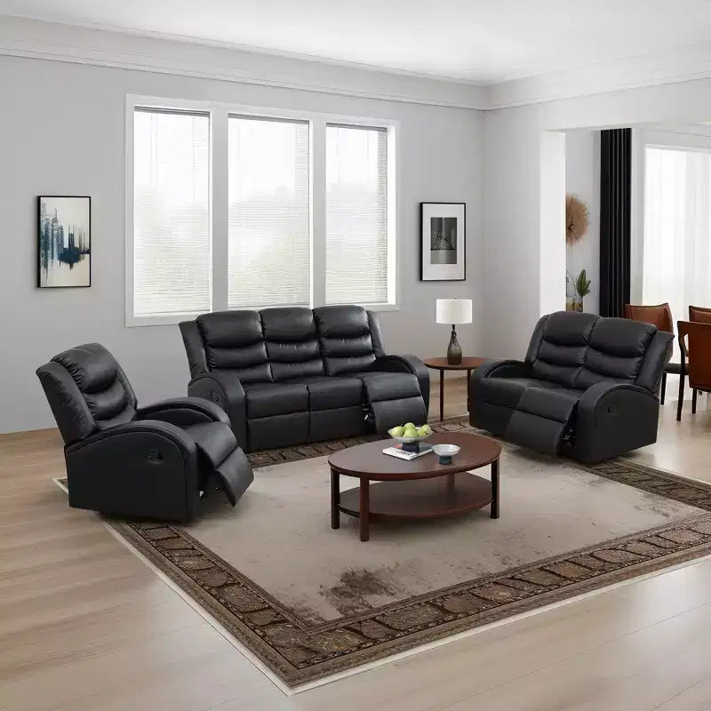 AndMakers 3-Piece Faux Leather Living Room Set