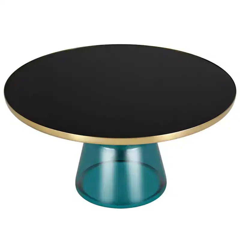 LeisureMod Tully Table Basse en Verre 30" - Table d'Appoint Moderne avec Bord Doré pour Salon, Chambre à Coucher, Bureau, Salle d'Attente, Table d'Appoint Intérieure