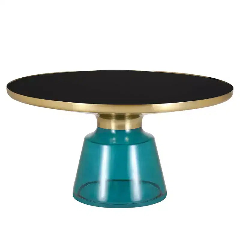 LeisureMod Tully Table Basse en Verre 30" - Table d'Appoint Moderne avec Bord Doré pour Salon, Chambre à Coucher, Bureau, Salle d'Attente, Table d'Appoint Intérieure