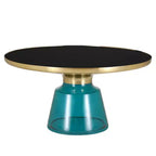 LeisureMod Tully Table Basse en Verre 30" - Table d'Appoint Moderne avec Bord Doré pour Salon, Chambre à Coucher, Bureau, Salle d'Attente, Table d'Appoint Intérieure