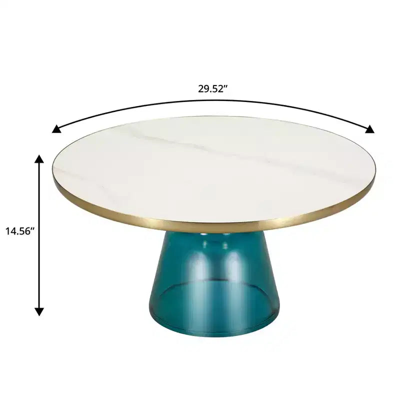 LeisureMod Tully Table Basse en Verre 30" - Table d'Appoint Moderne avec Bord Doré pour Salon, Chambre à Coucher, Bureau, Salle d'Attente, Table d'Appoint Intérieure