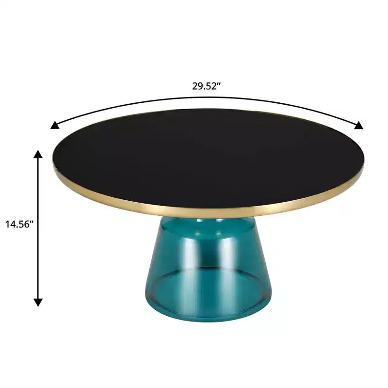 LeisureMod Tully Table Basse en Verre 30" - Table d'Appoint Moderne avec Bord Doré pour Salon, Chambre à Coucher, Bureau, Salle d'Attente, Table d'Appoint Intérieure