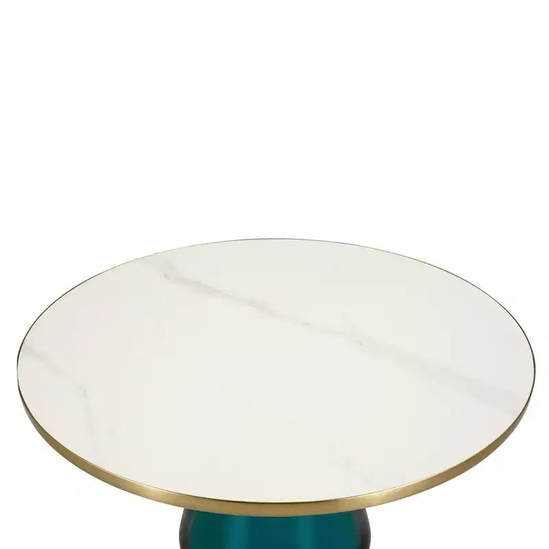 LeisureMod Tully Table Basse en Verre 30" - Table d'Appoint Moderne avec Bord Doré pour Salon, Chambre à Coucher, Bureau, Salle d'Attente, Table d'Appoint Intérieure