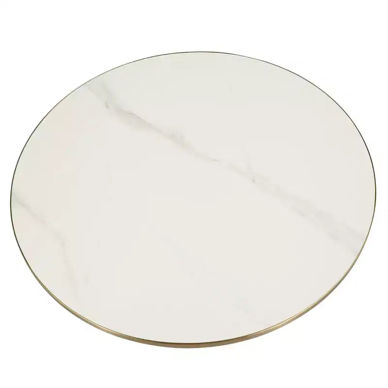 LeisureMod Tully Table Basse en Verre 30" - Table d'Appoint Moderne avec Bord Doré pour Salon, Chambre à Coucher, Bureau, Salle d'Attente, Table d'Appoint Intérieure