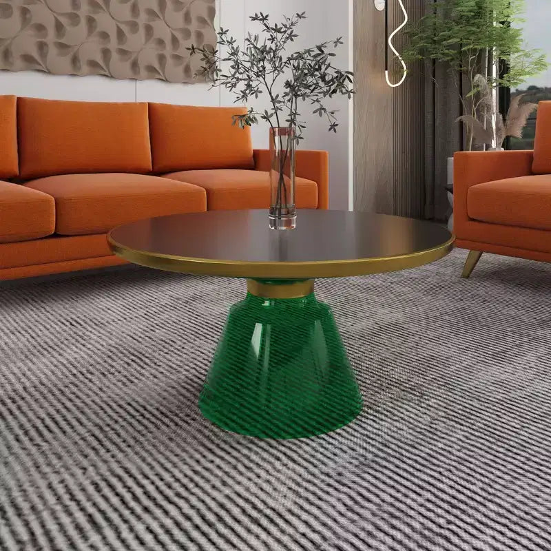 LeisureMod Tully Table Basse en Verre 30" - Table d'Appoint Moderne avec Bord Doré pour Salon, Chambre à Coucher, Bureau, Salle d'Attente, Table d'Appoint Intérieure