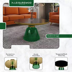 LeisureMod Tully Table Basse en Verre 30" - Table d'Appoint Moderne avec Bord Doré pour Salon, Chambre à Coucher, Bureau, Salle d'Attente, Table d'Appoint Intérieure