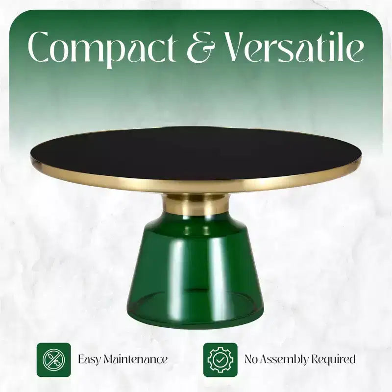 LeisureMod Tully Table Basse en Verre 30" - Table d'Appoint Moderne avec Bord Doré pour Salon, Chambre à Coucher, Bureau, Salle d'Attente, Table d'Appoint Intérieure