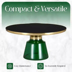 LeisureMod Tully Table Basse en Verre 30" - Table d'Appoint Moderne avec Bord Doré pour Salon, Chambre à Coucher, Bureau, Salle d'Attente, Table d'Appoint Intérieure