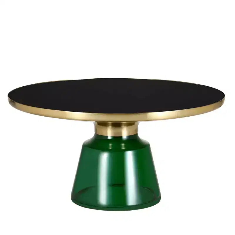 LeisureMod Tully Table Basse en Verre 30" - Table d'Appoint Moderne avec Bord Doré pour Salon, Chambre à Coucher, Bureau, Salle d'Attente, Table d'Appoint Intérieure