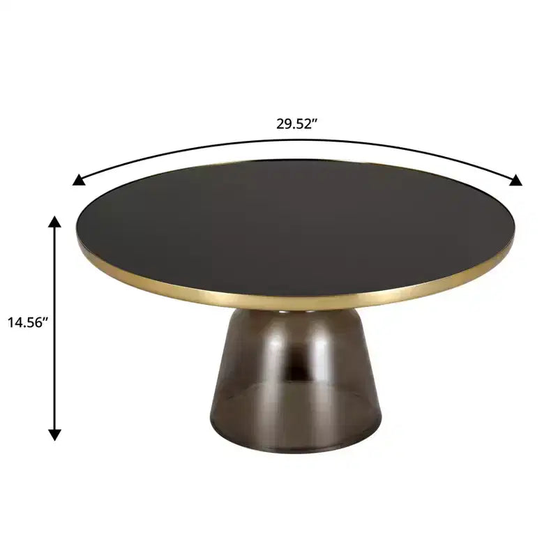 LeisureMod Tully Table Basse en Verre 30" - Table d'Appoint Moderne avec Bord Doré pour Salon, Chambre à Coucher, Bureau, Salle d'Attente, Table d'Appoint Intérieure