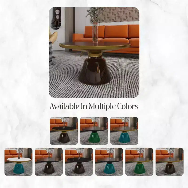 LeisureMod Tully Table Basse en Verre 30" - Table d'Appoint Moderne avec Bord Doré pour Salon, Chambre à Coucher, Bureau, Salle d'Attente, Table d'Appoint Intérieure