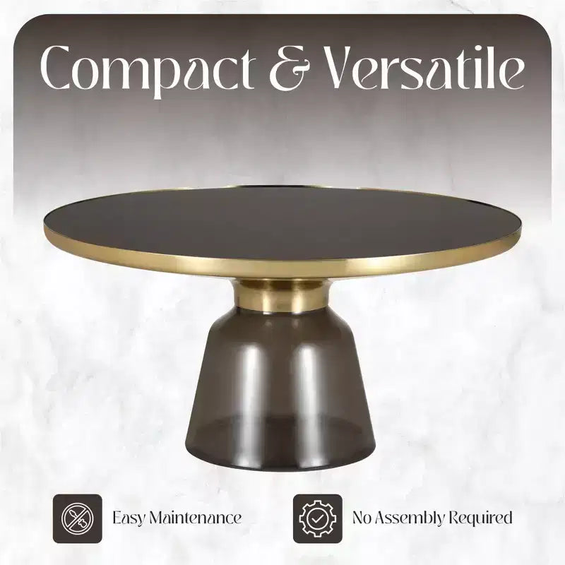 LeisureMod Tully Table Basse en Verre 30" - Table d'Appoint Moderne avec Bord Doré pour Salon, Chambre à Coucher, Bureau, Salle d'Attente, Table d'Appoint Intérieure