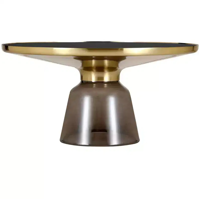 LeisureMod Tully Table Basse en Verre 30" - Table d'Appoint Moderne avec Bord Doré pour Salon, Chambre à Coucher, Bureau, Salle d'Attente, Table d'Appoint Intérieure
