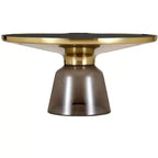 LeisureMod Tully Table Basse en Verre 30" - Table d'Appoint Moderne avec Bord Doré pour Salon, Chambre à Coucher, Bureau, Salle d'Attente, Table d'Appoint Intérieure