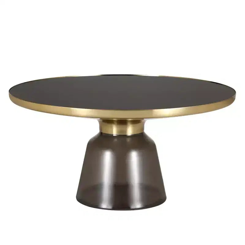 LeisureMod Tully Table Basse en Verre 30" - Table d'Appoint Moderne avec Bord Doré pour Salon, Chambre à Coucher, Bureau, Salle d'Attente, Table d'Appoint Intérieure