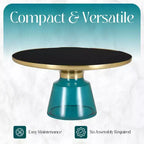 LeisureMod Tully Table Basse en Verre 30" - Table d'Appoint Moderne avec Bord Doré pour Salon, Chambre à Coucher, Bureau, Salle d'Attente, Table d'Appoint Intérieure