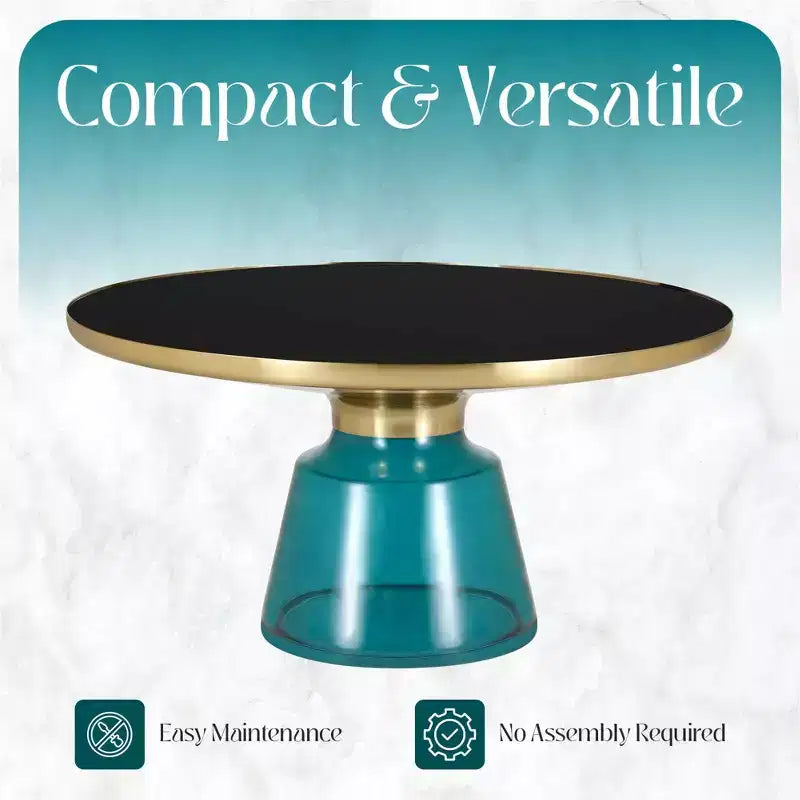 LeisureMod Tully Table Basse en Verre 30" - Table d'Appoint Moderne avec Bord Doré pour Salon, Chambre à Coucher, Bureau, Salle d'Attente, Table d'Appoint Intérieure