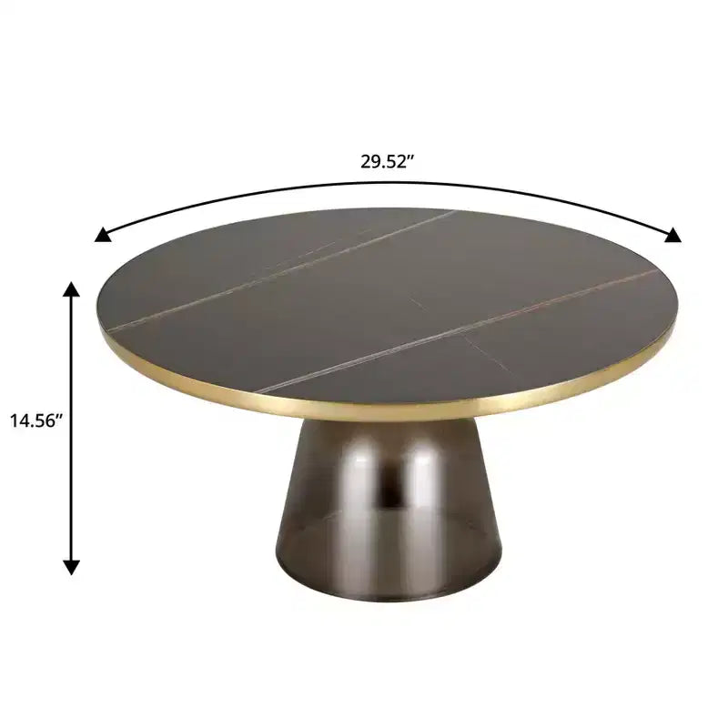 LeisureMod Tully Table Basse en Verre 30" - Table d'Appoint Moderne avec Bord Doré pour Salon, Chambre à Coucher, Bureau, Salle d'Attente, Table d'Appoint Intérieure