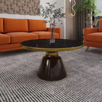 LeisureMod Tully Table Basse en Verre 30" - Table d'Appoint Moderne avec Bord Doré pour Salon, Chambre à Coucher, Bureau, Salle d'Attente, Table d'Appoint Intérieure