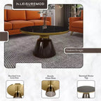 LeisureMod Tully Table Basse en Verre 30" - Table d'Appoint Moderne avec Bord Doré pour Salon, Chambre à Coucher, Bureau, Salle d'Attente, Table d'Appoint Intérieure
