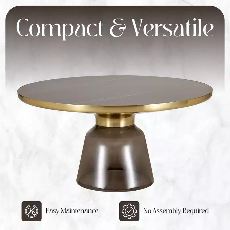 LeisureMod Tully Table Basse en Verre 30" - Table d'Appoint Moderne avec Bord Doré pour Salon, Chambre à Coucher, Bureau, Salle d'Attente, Table d'Appoint Intérieure
