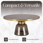 LeisureMod Tully Table Basse en Verre 30" - Table d'Appoint Moderne avec Bord Doré pour Salon, Chambre à Coucher, Bureau, Salle d'Attente, Table d'Appoint Intérieure