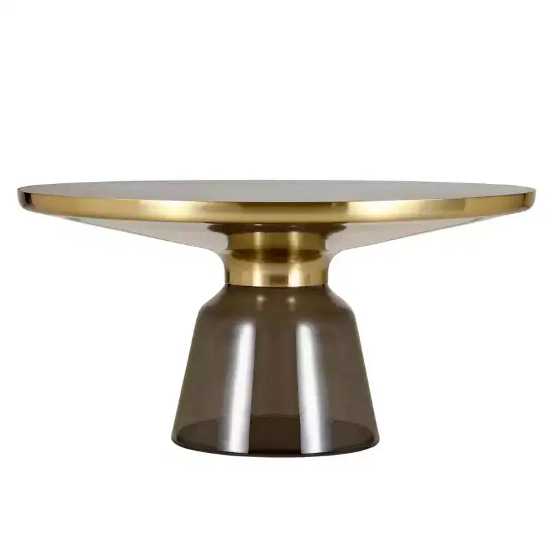 LeisureMod Tully Table Basse en Verre 30" - Table d'Appoint Moderne avec Bord Doré pour Salon, Chambre à Coucher, Bureau, Salle d'Attente, Table d'Appoint Intérieure