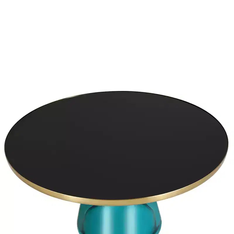 LeisureMod Tully Table Basse en Verre 30" - Table d'Appoint Moderne avec Bord Doré pour Salon, Chambre à Coucher, Bureau, Salle d'Attente, Table d'Appoint Intérieure
