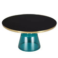 LeisureMod Tully 30 Glass Coffee Table  Modern Side Table with Gold Rim for Living Room, Bedroom, Office, Lounge, Indoor Accent Table