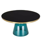 LeisureMod Tully 30 Glass Coffee Table  Modern Side Table with Gold Rim for Living Room, Bedroom, Office, Lounge, Indoor Accent Table