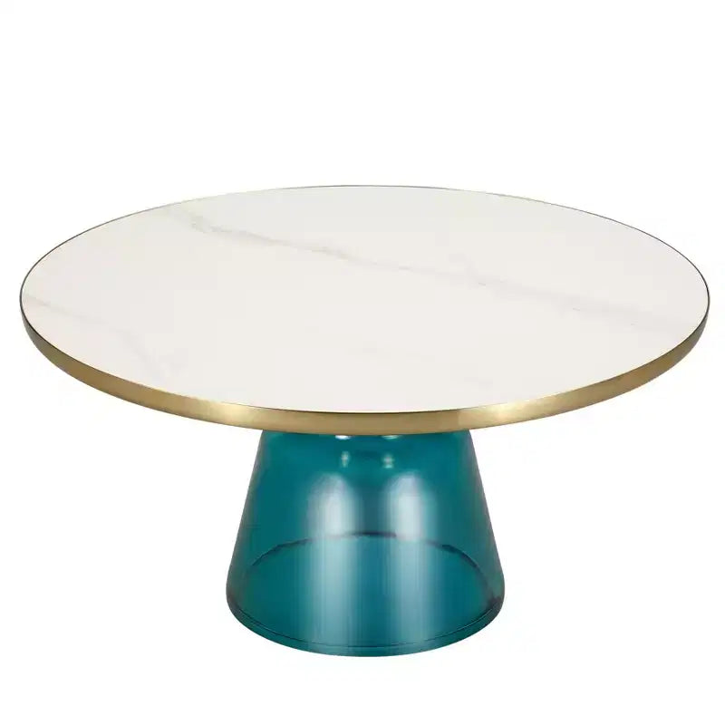 LeisureMod Tully Table Basse en Verre 30" - Table d'Appoint Moderne avec Bord Doré pour Salon, Chambre à Coucher, Bureau, Salle d'Attente, Table d'Appoint Intérieure