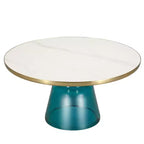 LeisureMod Tully Table Basse en Verre 30" - Table d'Appoint Moderne avec Bord Doré pour Salon, Chambre à Coucher, Bureau, Salle d'Attente, Table d'Appoint Intérieure