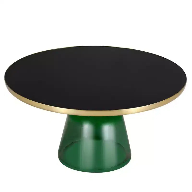LeisureMod Tully Table Basse en Verre 30" - Table d'Appoint Moderne avec Bord Doré pour Salon, Chambre à Coucher, Bureau, Salle d'Attente, Table d'Appoint Intérieure
