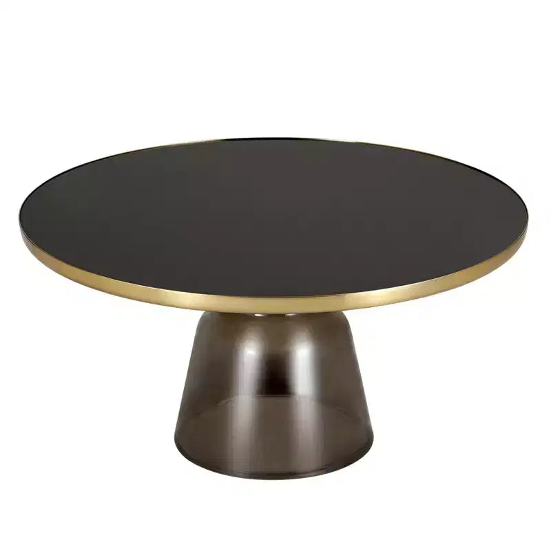 LeisureMod Tully Table Basse en Verre 30" - Table d'Appoint Moderne avec Bord Doré pour Salon, Chambre à Coucher, Bureau, Salle d'Attente, Table d'Appoint Intérieure