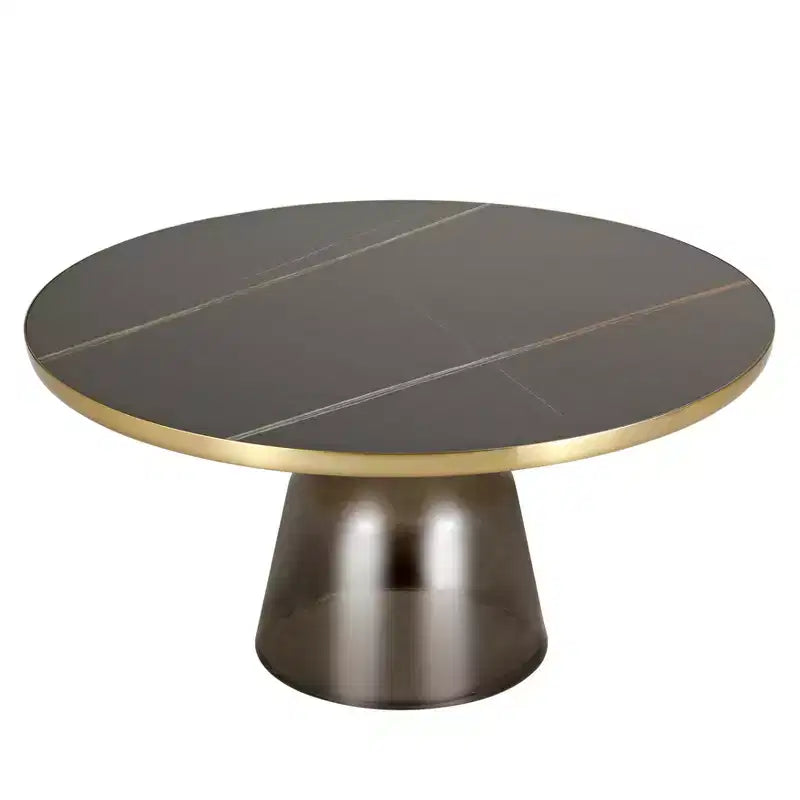 LeisureMod Tully Table Basse en Verre 30" - Table d'Appoint Moderne avec Bord Doré pour Salon, Chambre à Coucher, Bureau, Salle d'Attente, Table d'Appoint Intérieure