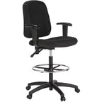 Dual Function Drafting Stool With Arms - Black Fabric