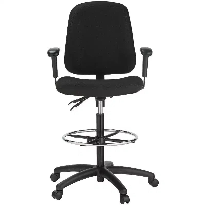 Tabouret de dessin double fonction avec accoudoirs - Tissu noir