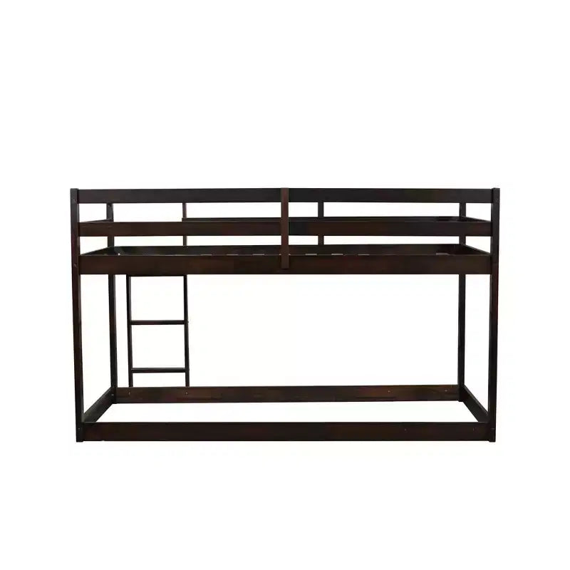 Whisen 77.3L x 43.8W Lit superposé jumeau en bois massif avec échelle, avec plate-forme de lattes renforcées