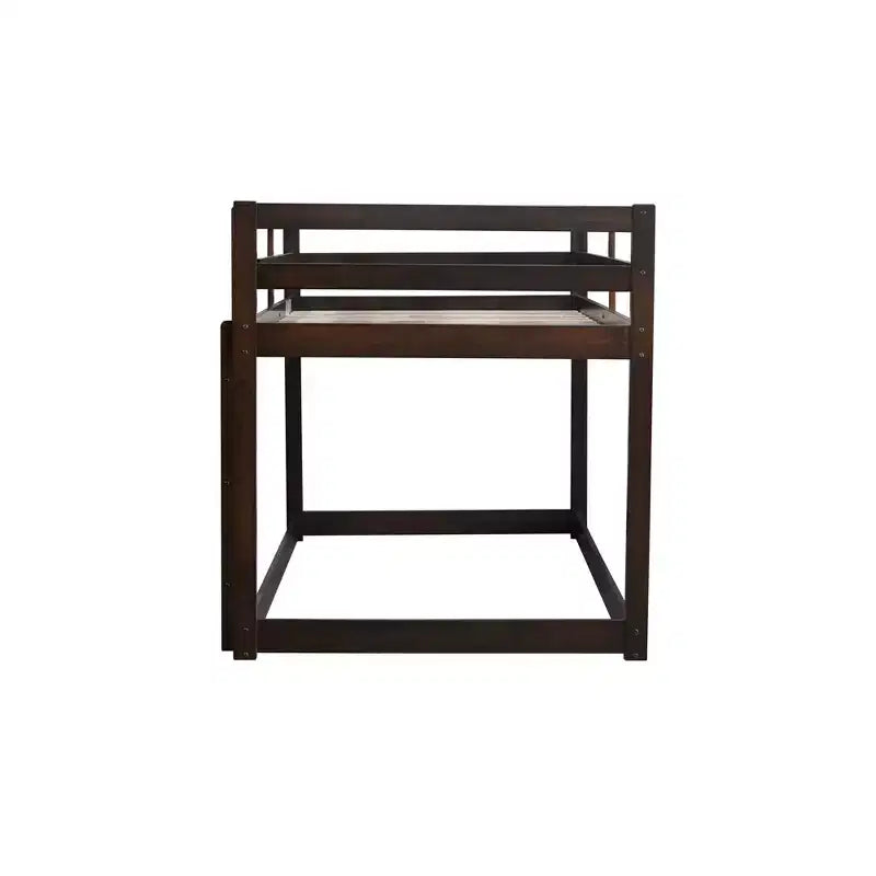 Whisen 77.3L x 43.8W Lit superposé jumeau en bois massif avec échelle, avec plate-forme de lattes renforcées