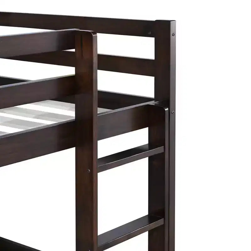 Whisen 77.3L x 43.8W Lit superposé jumeau en bois massif avec échelle, avec plate-forme de lattes renforcées