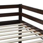 Whisen 77.3L x 43.8W Lit superposé jumeau en bois massif avec échelle, avec plate-forme de lattes renforcées