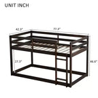 Whisen 77.3L x 43.8W Lit superposé jumeau en bois massif avec échelle, avec plate-forme de lattes renforcées